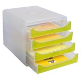 thumbnail of Exacompta 310335D 1x BIG-BOX ladenbox met 4 laden voor DIN A4+ documenten, Chromaline, transparant-anijsgroen