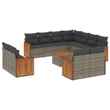 thumbnail of vidaXL 12-tlg. Garten-Sofagarnitur mit Kissen Grau Poly Rattan