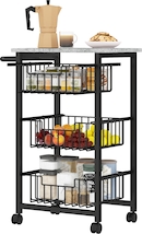 HOMCOM - Carrello Da Cucina Multiuso In Legno Con 2 Cassetti, 3 Antine E 4 Ruote 121x46x91cm - 5