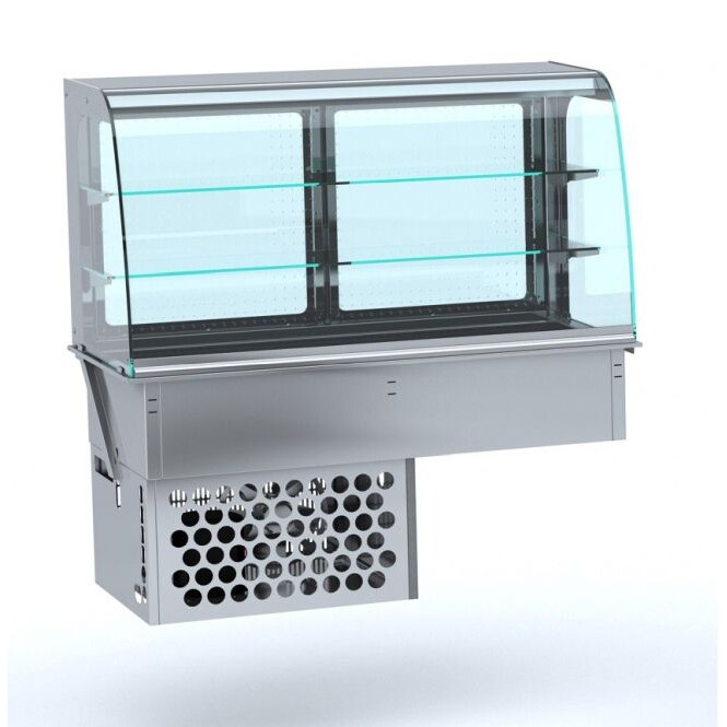 Combisteel inbouwkoelvitrine met ronde glazen bovenkant en recirculatielucht GN4/1