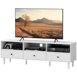 thumbnail of TV Lowboard 140x34x45 cm mit 3 Schubladen und 3 offenen Fächern Kabelmanagement Weiß aus Holzwerkstoff für Fernseher bis 75 Zoll