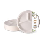 thumbnail of BIOZOYG 100 Stück Teller 26 cm, 3 Kammern Einwegteller, Zuckerrohr-Teller rechteckig für Menüs, umweltfreundlich, biologisch abbaubares Geschirr