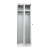 thumbnail of PROREGAL Spind Schrank ELEPHANT Metall 2 Abteile 180x60x50cm Kleiderstange & Kleiderhaken Lichtgrau Spindschrank Kleiderschrank Metallschrank
