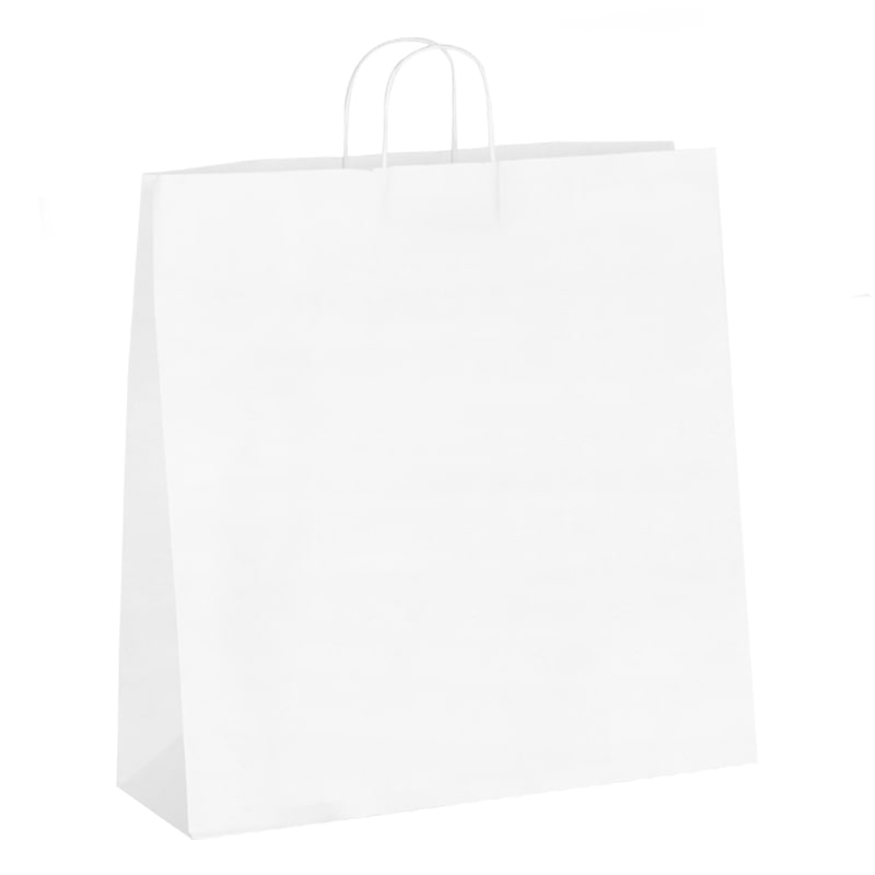 Boutique-Tüte aus weißem Kraftpapier mit verdrehten Griffen 35 + 14 x 44 cm je 250 - Gimex