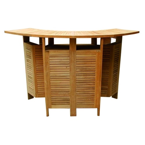 Premium Bartresen Theke aus Teakholz Bartisch Tresen ausklappbar Hausbar massiv