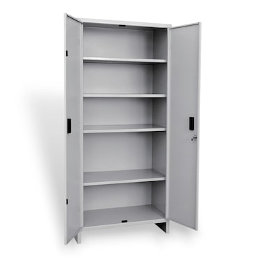 Armadio tuttopiani in metallo doppia anta con 4 ripiani e serratura - 100x40xH180 cm