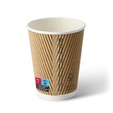 thumbnail of BIOZOYG Riffelbecher 500 Stück 300 ml / 12 oz, Ø 90 mm, braun, innen weiß - Becher für Heißgetränke - Kaffeebecher to go aus Pappe - Einwegbecher