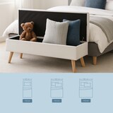 thumbnail of Relaxdays Sitzbank mit Stauraum, HxBxT: 40 x 110 x 40 cm, Leinenoptik, Holzfüße, gepolstert, Schlafzimmer, Flur, weiß