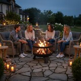 thumbnail of Relaxdays Feuerschale mit Funkenschutz, Garten & Terrasse, mit Schürhaken, Outdoor Feuerkorb, HxD: 60 x 60 cm, schwarz