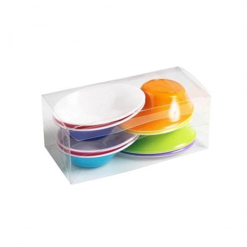 Sovie Servingware Fingerfood Schälchen aus Plastik, 50 ml, bunt, 8 Stück - Einweg Snackschälchen
