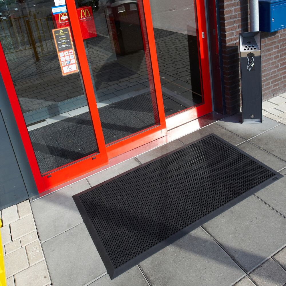 PROREGAL Outdoor-Gummi-Eingangsmatte für den Außenbereich | BxL 70x90cm | Stärke 1,2cm | Schwarz | Fußabstreifer, Fußmatte