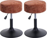 thumbnail of 2er-Set Hocker höhenverstellbar und drehbar | Sitzhöhe 45-57cm | Durchmesser 37cm | Stoff Chenille | Terrakotta | Sitzhocker