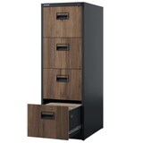 thumbnail of Hängeregisterschrank abschließbar TION - 4 Schubladen mit Schloss | Aktenschrank Büroschrank aus Stahl Metallschrank, 132x46x62cm Anthrazit-Nussbaum