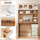 thumbnail of Schreibtisch mit Hochschrank, 110x55x180 cm, Swivel Desk, Acryltüren, Stauraum mit Kabelloch-Design, für Büro und Arbeitszimmer, Natur+Weiß