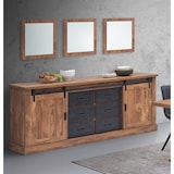 thumbnail of Matelpro - Buffet/bahut industriel coloris acacia/noir Eliot - Moderne & Design -Acacia/noir - Une étagère derrière chaque porte -Types de portes: Cou