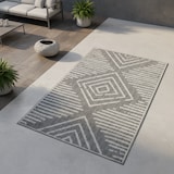 thumbnail of Teppich Outdoor Gestreift Wetterfest Waschbar Strapazierfähig Balkon Terrasse Küche OEKO-TEX Grau 120x170 cm – ORLA von Kadima Design