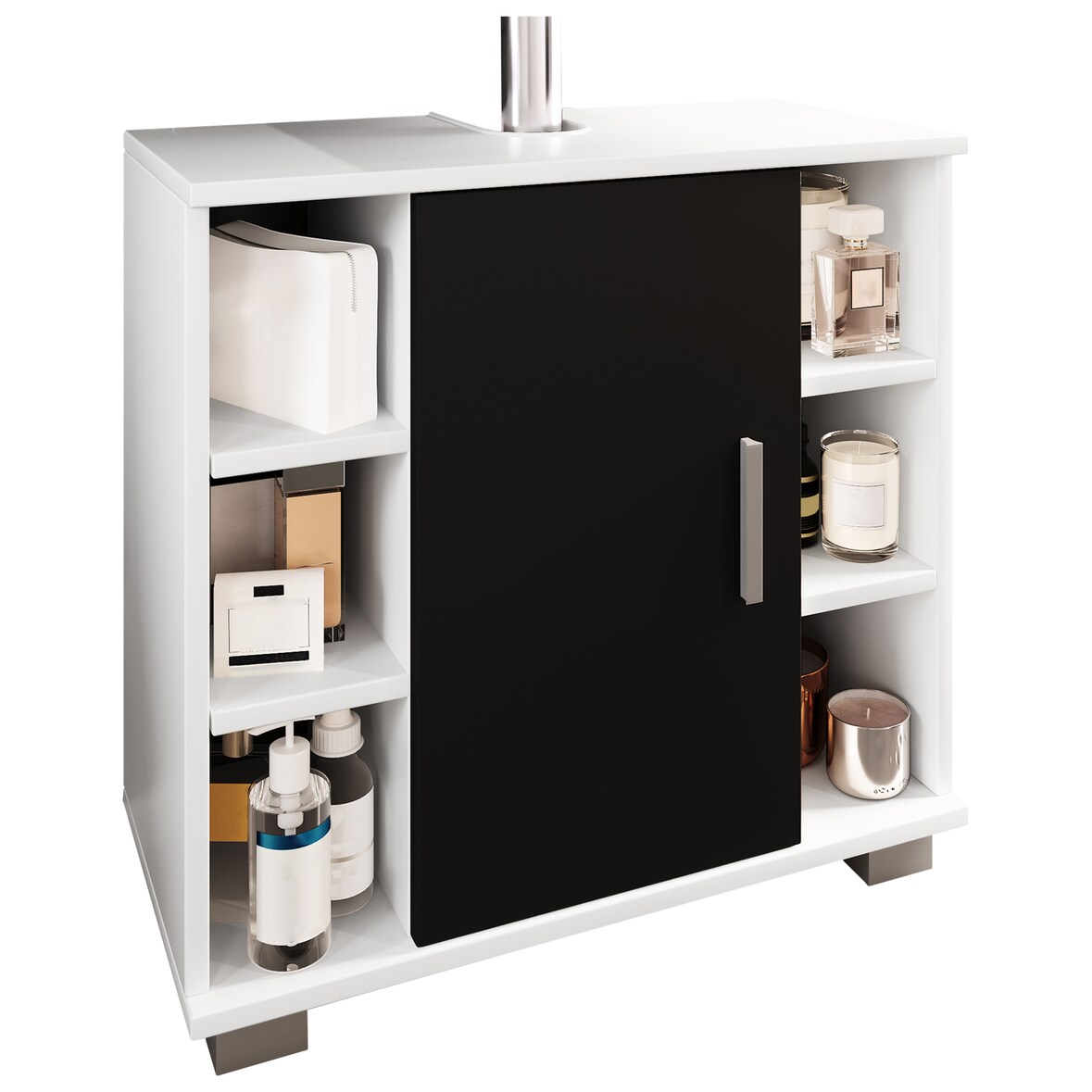 Badkamermeubel wastafelmeubel Zalo H. 58 x L. 60 x P. 30 cm Wit/zwart