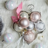 thumbnail of 26 Weihnachtskugeln Kunststoff 6-10cm MixSet Christbaumkugeln Glitzer champagner