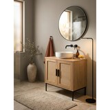 thumbnail of Waschbeckenunterschrank Eiche-Optik 60x60x40 cm mit Türen, Badezimmerschrank mit Rattangeflecht, Unterschrank Stehend, Badschrank Midischrank Klein