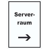 thumbnail of Serverraum Schild mit Text und Richtungspfeil rechts Computer IT PC hochkant A2 Rückseite selbstklebend