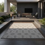 thumbnail of Küchenteppich Geo-Muster Robust Waschbar Strapazierfähig Terrasse Garten Grau 80x150 cm OEKO-TEX Schadstoffgeprüft – ORLA von Kadima Design