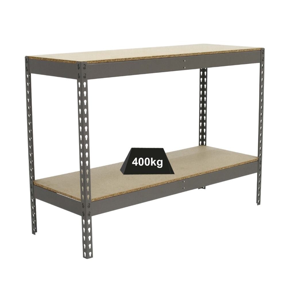 PROREGAL Schwerlastregal MINI WOOD YETI TWO | HxBxT 90x150x60cm | Fachlast 400kg | Grau | Regal Standregal Werkstattregal Lagerregal