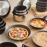 thumbnail of BERGNER Click&Cook - Set aus 3 Bratpfannen Ø18/Ø20/Ø24cm und 3 Stielkasserollen Ø16/Ø18/Ø20cm mit abnehmbaren Griffen aus gepresstem Aluminium, rot