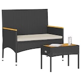 thumbnail of vidaXL Gartenbank 2-Sitzer mit Kissen und Tisch Schwarz Poly Rattan