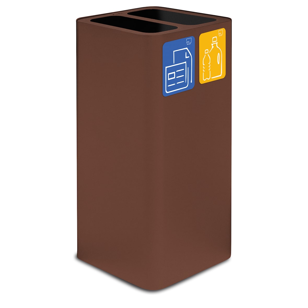 Stil Casa PURE afvalbak, gelakt staal, 38x38xh. 80 cm, deksel met twee compartimenten, set met kleefpictogrammen, 100 liter, corten.