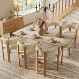 thumbnail of Esszimmerstuhl Flanell Beige/Natur mit Metallbeinen in Holzoptik, ergonomisch, 47x48x72,5 cm