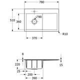 thumbnail of Villeroy&Boch Spülbecken, Küchenspüle Subway Style 45 Almond 780x510mm, Unterschrankbreite 45cm