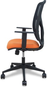 thumbnail of Silla Motilla malla negra asiento bali naranja brazo regulable ruedas 65mm