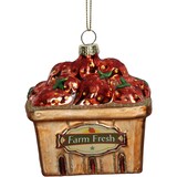 thumbnail of Christbaumschmuck Glas 8,3cm Erdbeeren Box Figur Handbemalt mit Glitzer Weihnachtsbaum Anhänger Christbaumanhänger Weihnachtsbaumschmuck Hellbraun Rot