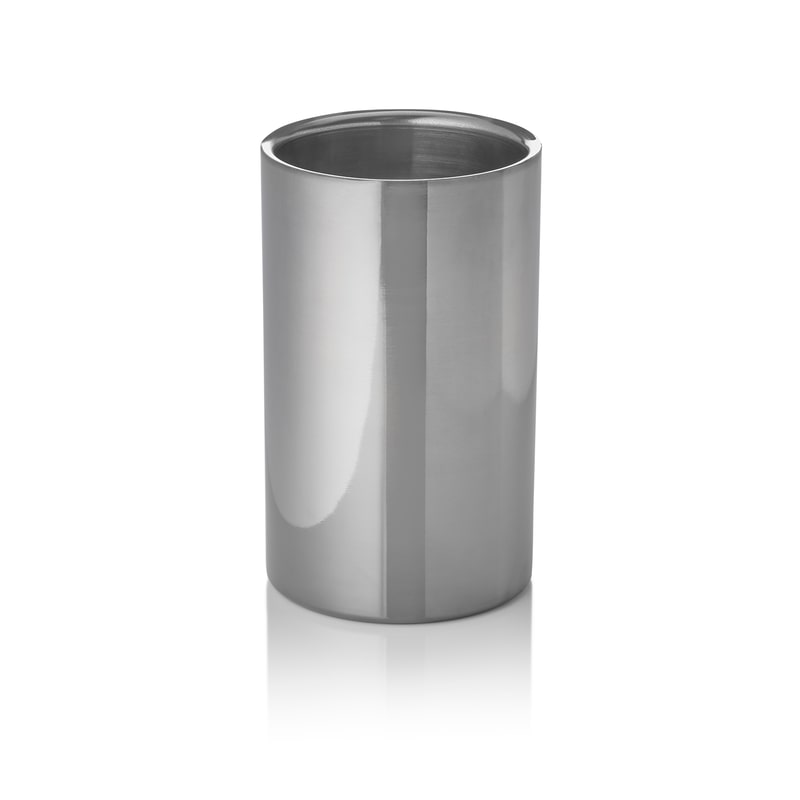 4x Flaschenkühler, Ø 12 cm, Höhe 19 cm, gun metal, doppelwandig, Chromnickelstahl