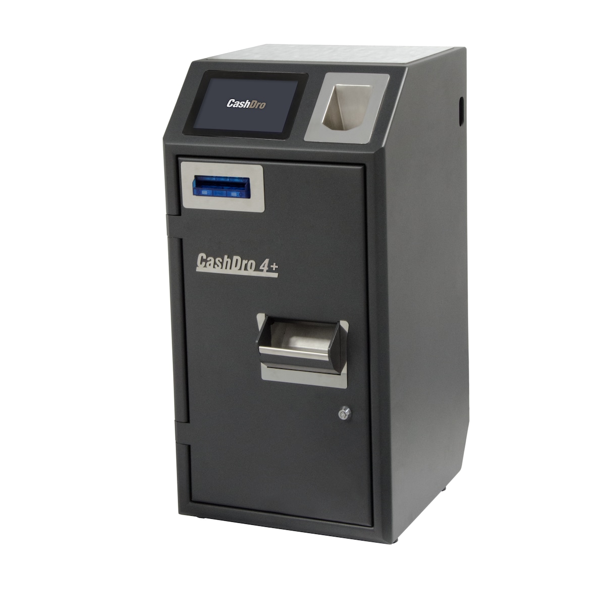 Máquina de gestión de efectivo CASHDRO4+, con capacidad para 520 billetes y 3,000 monedas