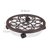 thumbnail of Relaxdays Pflanzenroller rund, Metall, Gefäßroller für innen & außen, antik, Ø 38 cm, Rolluntersetzer Blumentopf, braun