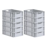 thumbnail of PROREGAL SuperSparSet 10x Eurobox NextGen Economy mit Scharnierdeckel & schwarzen Verschlüssen, Griffe offen, HxBxT 17x40x60cm, 34L, Eurobehälter, Box