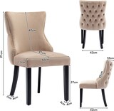thumbnail of Esszimmerstuhl Set 2 Samt Beige 50x41x91 cm mit Rückenlehne, Knopfsteppung, Massivholzgestell, stabiler Vierfußstuhl für Küche