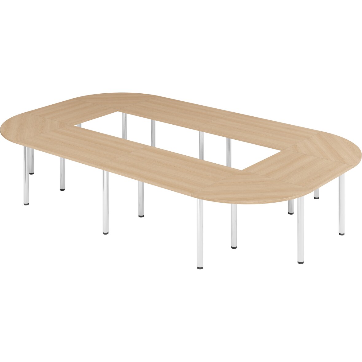 bümö Konferenztisch O-Form 400x240 cm großer Besprechungstisch in Eiche, Besprechungstisch mit Chromfüßen, Meetingtisch für 14 Personen, Tisch für
