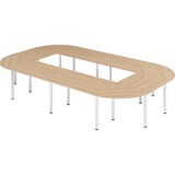 thumbnail of bümö Konferenztisch O-Form 400x240 cm großer Besprechungstisch in Eiche, Besprechungstisch mit Chromfüßen, Meetingtisch für 14 Personen, Tisch für
