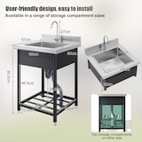 thumbnail of Merax évier extérieur inox 60 × 60 cm, cuisine d’extérieur sur pied pour jardin, camping et restauration, avec robinet, argent/noir