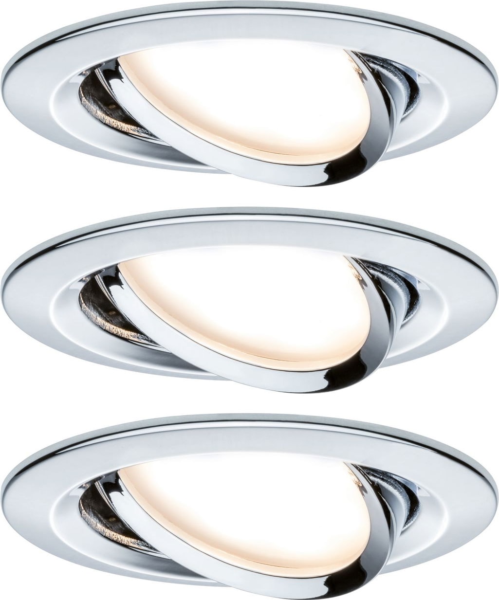 Paulmann Spot encastré LED Nova Coin Kit de 3 orientablerond 84mm 50° Coin 3x6W 3x470lm 230V2700K Chrome 93452