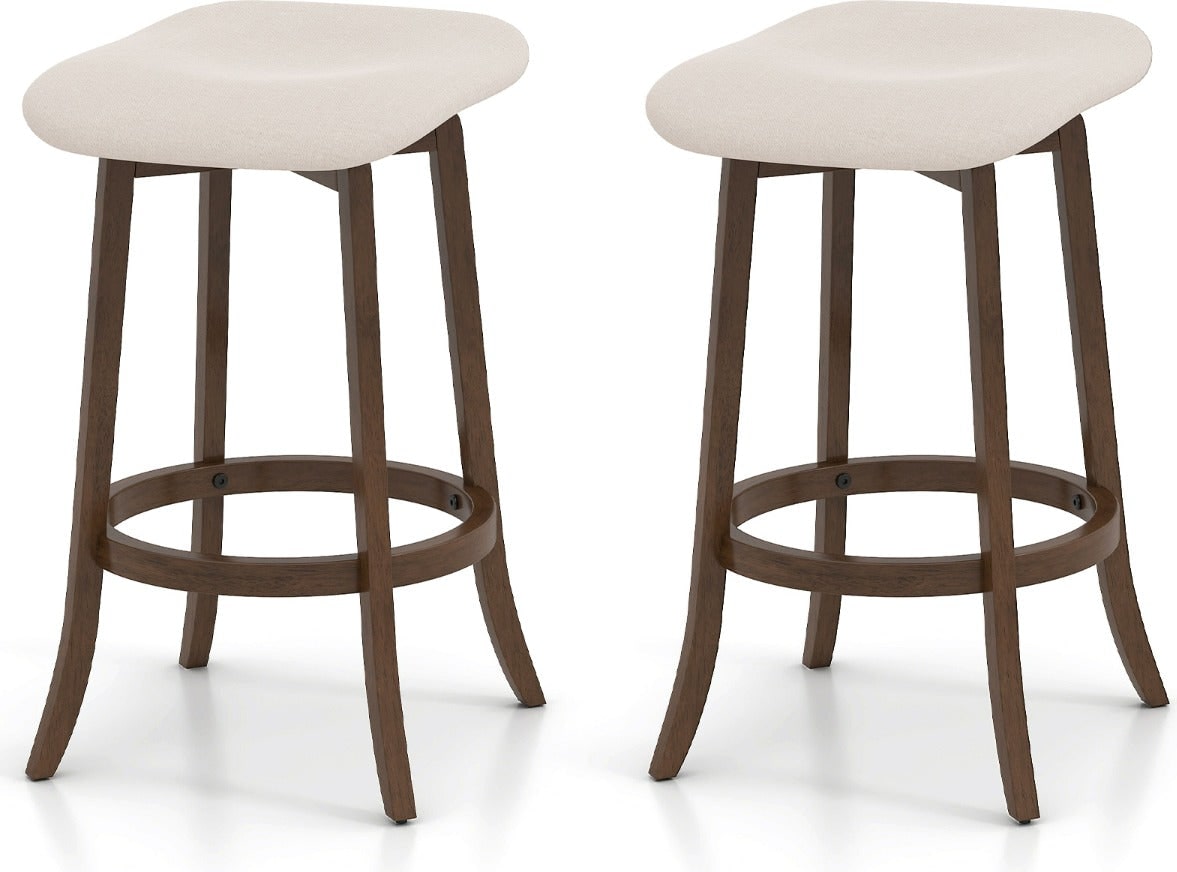 Helloshop26 - Set aus 2 Barhockern ohne Rückenlehne 46 x 43 x 74 cm drehbarer Sitz ergonomischer Komfort modernes Design braunes 20_0011965