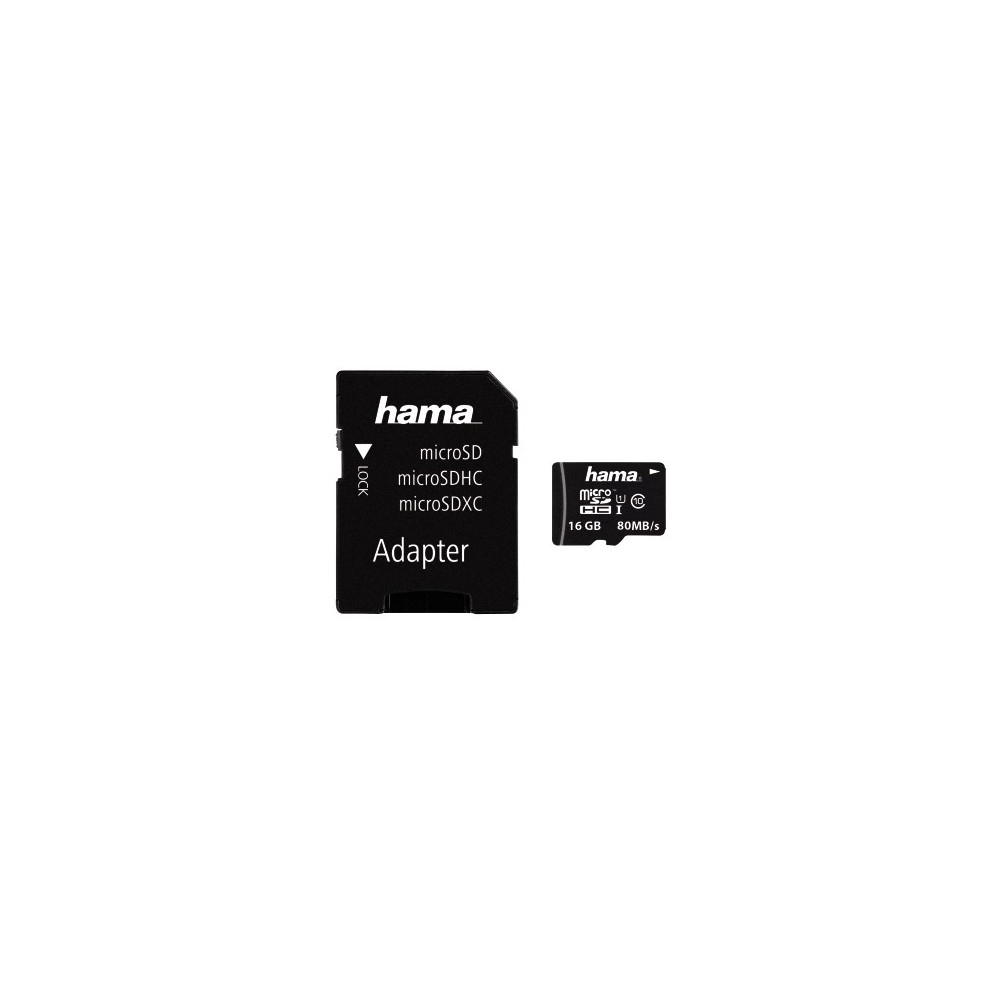 Hama 16GB microSDHC Karte 80MB/s Class 10 + SD-Adapter