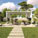 thumbnail of Gazebo Pergola 3x4 M Pergolato Tetto Scorrevole Telo Bianco Impermeabile Retrattile Richiudibile Struttura Bianca Acciaio Giardino Terrazzo Piscina