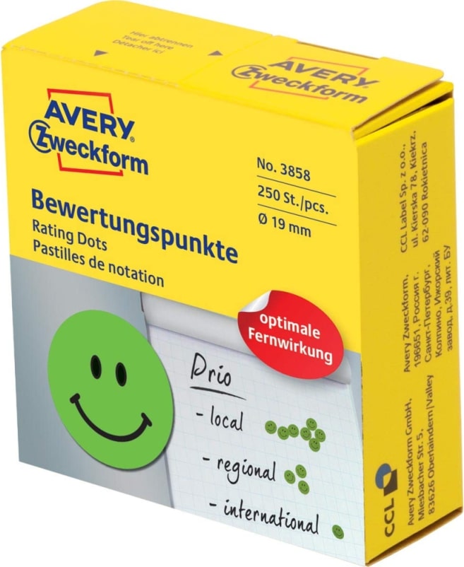 Avery Zweckform Etikett Gesicht 3858 19mm grün 250 St./Rolle