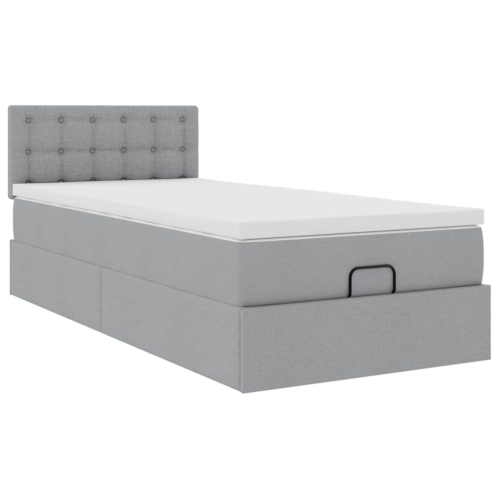 vidaXL Ottomane Bett mit Matratze & LEDs Hellgrau 80x200 cm Stoff