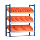 thumbnail of PROREGAL Schrägbodenregal MAXIMUS | Grundregal | HxBxT 120x125x40cm | 3 Ebenen | Fachlast 130kg | Lichtblau/Lichtgrau