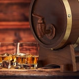 thumbnail of Relaxdays Holzfass klein, 2,2 l, Whiskyfass mit Bock & Zapfhahn, für Wein & Spirituosen, Deko Schnapsfass, hellbraun