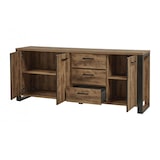 thumbnail of Matelpro - Buffet/bahut industriel 225 cm chêne/noir Nessie - Moderne & Design -Chêne - Deux étagères -Types de portes: Battantes